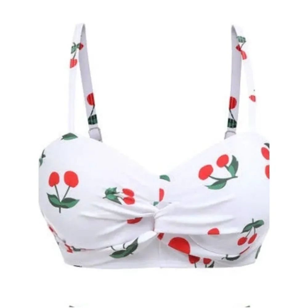 NWT Cherry-Print Twist Front Women's Bodysuit Top